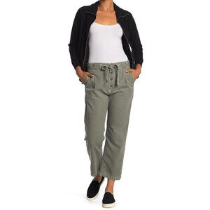 NSF Clothing Woman's Tie Waist Crop Pleated Pants In Pigment Cargo Size 27 $250